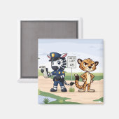 Aimant zèbre et guépard de police mignons (Recto/Verso)
