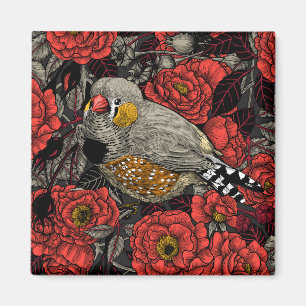 Aimant Zèbre et rosier rouge