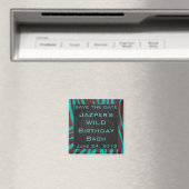 Aimant Zèbre Marron et sarcelle avec monogramme (In Situ (Lave-vaisselle))
