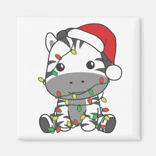 Aimant Zèbre Noël Animaux d'hiver Fêtes Zèbres