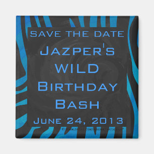 Aimant Zèbre noir et bleu avec Monogramme