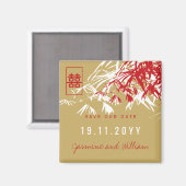 Aimant Zen Bambou Feuille Mariage Chinois Enregistrer La  (Recto/Verso)