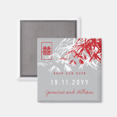 Aimant Zen Bambou Feuille Mariage Chinois Enregistrer La  (Recto/Verso)