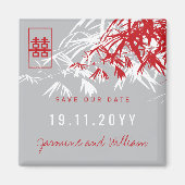 Aimant Zen Bambou Feuille Mariage Chinois Enregistrer La (Devant)