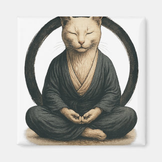 Aimant Zen Meditating Cat – Enso Circle Mindful Yoga Art 
