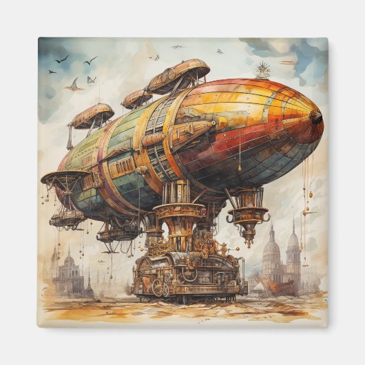Aimant Zeppelin Steampunk vintage (1) (Devant)