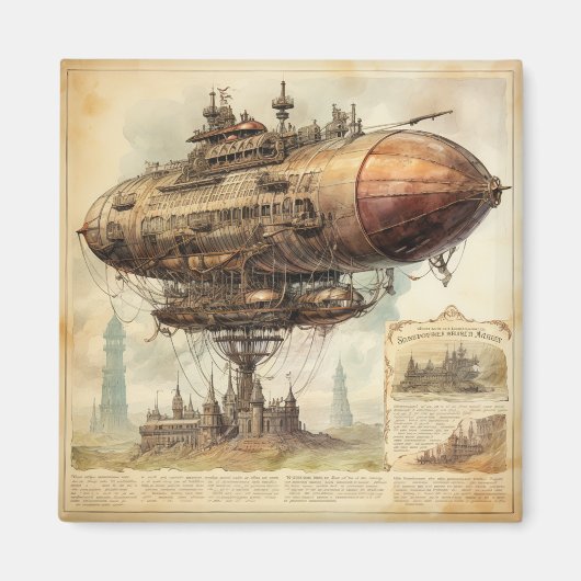Aimant Zeppelin Steampunk vintage (10) (Devant)
