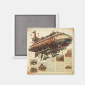 Aimant Zeppelin Steampunk vintage (11) (Recto/Verso)
