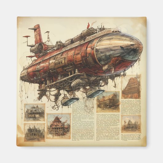 Aimant Zeppelin Steampunk vintage (11) (Devant)