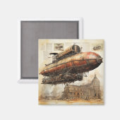 Aimant Zeppelin Steampunk vintage (3) (Recto/Verso)