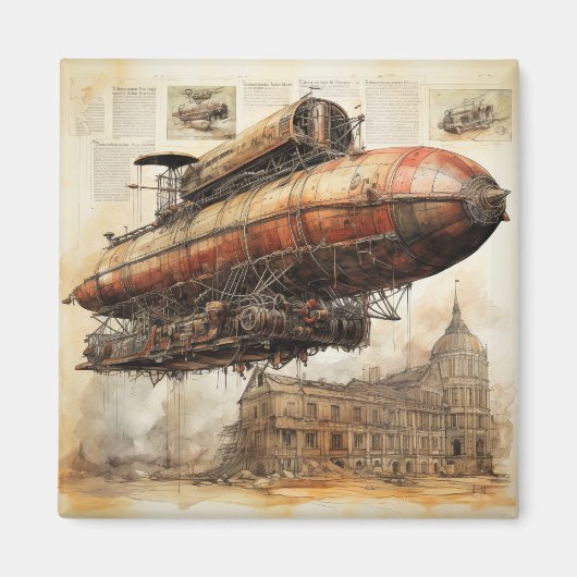 Aimant Zeppelin Steampunk vintage (3) (Devant)