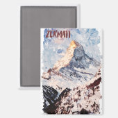 Aimant Zermatt Suisse Alpes suisses Aquarelle (Recto/Verso)