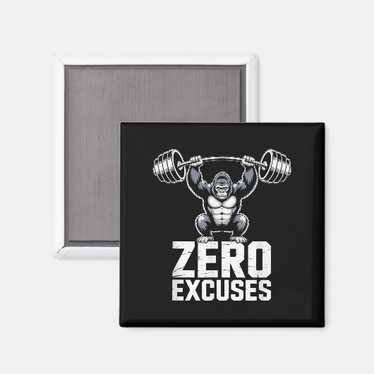 Aimant Zero Excuses Gorilla Gym Motivational Workout  (Recto/Verso)
