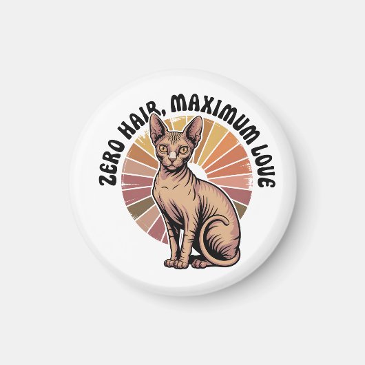 Aimant Zéro poil, amour maximum Sphynx Art (Devant)