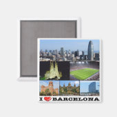 Aimant zES022 j'aime BARCELONA, Espagne, Europe, Fridge (Recto/Verso)