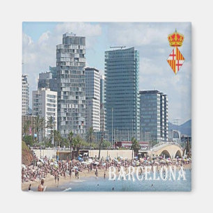 Aimant zES042 BARCELONE, La plage, Espagne, Réfrigérateur