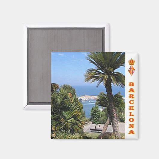 Aimant zES044 BARCELONA Panorama Espagne, Fridge (Recto/Verso)