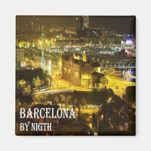 Aimant zES049 BARCELONE par nuit, Réfrigérateur (Devant)