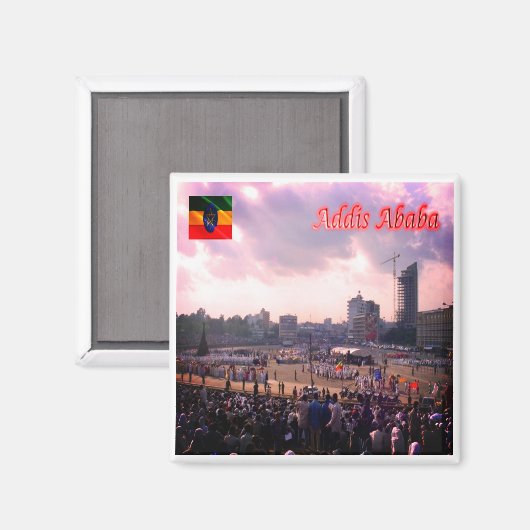 Aimant zET005 ADDIS ABABA, Carré Meskal, Éthiopie, Réfrig (Recto/Verso)