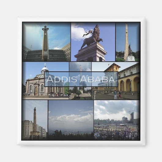 Aimant zET012 ADDIS ABEBA, Mosaïque, Éthiopie, Réfrigérat (Devant)