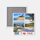 Aimant zFJ006 FIJI I Love, Mosaïque, Océanie, Réfrigérate (Recto/Verso)