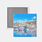 Aimant zGR014 MYKONOS - bateaux de pêche - Grèce - Réfrig (Recto/Verso)