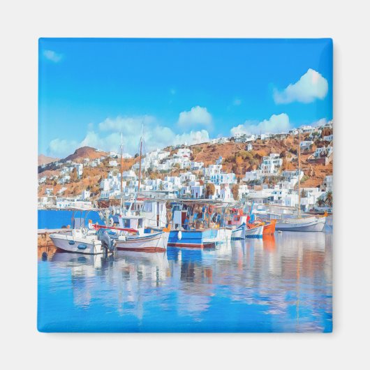 Aimant zGR014 MYKONOS - bateaux de pêche - Grèce - Réfrig (Devant)