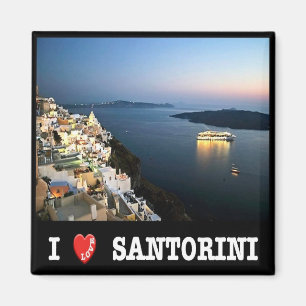 Aimant zGR088 SANTORINI J'aime, Grèce, Réfrigérateur