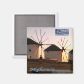 Aimant zGR110 MYKONOS, Windmills, Grèce, Frigo (Recto/Verso)