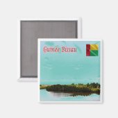 Aimant zGW005 GUINEA BISSAU, Panorama, Afrique, Réfrigéra (Recto/Verso)