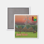 Aimant zGW007 GUINEA BISSAU, Village typique, Réfrigérate (Recto/Verso)