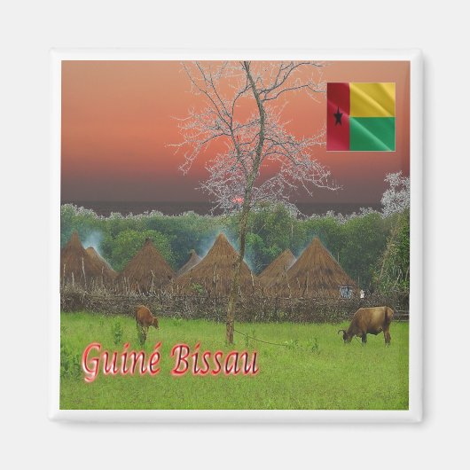 Aimant zGW007 GUINEA BISSAU, Village typique, Réfrigérate (Devant)