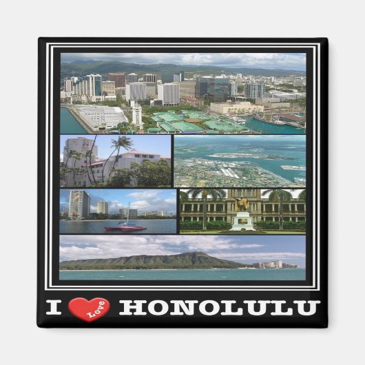 Aimant zHI011 HONOLULU I LOVE, HAWAII, Mosaïque, Réfrigér (Devant)