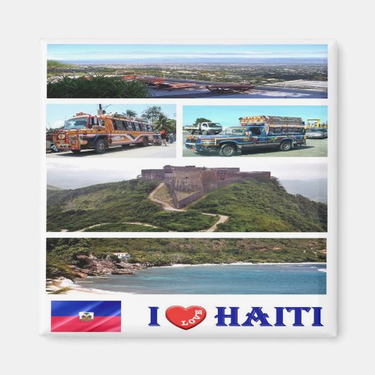 Aimant zHT002 HAITI I Love, Mosaïque, Amérique, Réfrigéra (Devant)