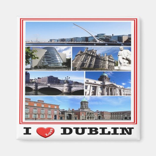 Aimant zIE009 DUBLIN I Love, Mosaic Irlande, Fridge (Devant)