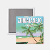 Aimant Zihuatanejo affiche de vacances à la plage mexicai (Recto/Verso)