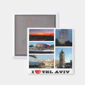 Aimant zIL007 j'aime TEL AVIV, Israël Moyen-Orient, Fridg (Recto/Verso)