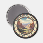Aimant Zion National Park Illustration Art de voyage (Recto/Verso)