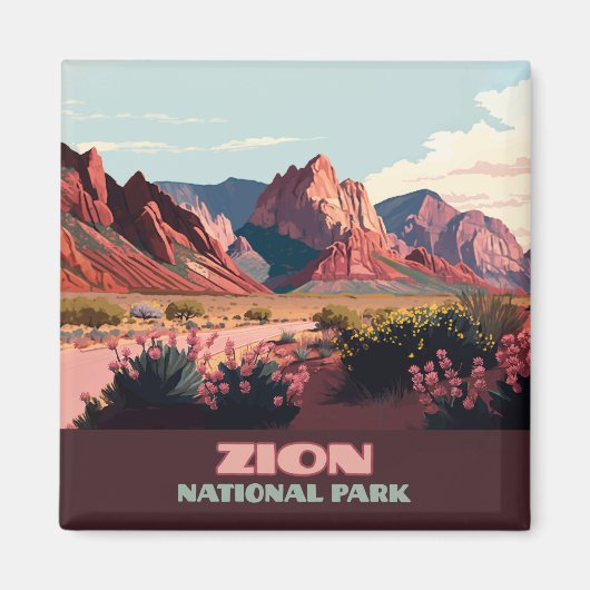 Aimant Zion National Park Monts Utah Vintage (Devant)