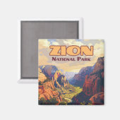 Aimant Zion National Park Utah Moab Canyon Retro (Recto/Verso)