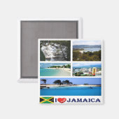 Aimant zJM003 JAMAICA I Love, Mosaïque, Amérique, Frigo (Recto/Verso)