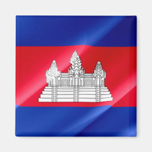 Aimant zKH002 Cambodge brandissant un DRAPEAU Cambodge, r