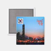 Aimant zKR005 SEOUL de nuit, Corée du Sud, Asie, Fridge (Recto/Verso)