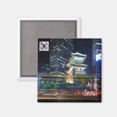 Aimant zKR007 NAMDAEMUN de nuit SEOUL, Corée du Sud, (Recto/Verso)