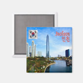 Aimant zKR010 INCHEON, Corée du Sud, Asie, réfrigérateur (Recto/Verso)