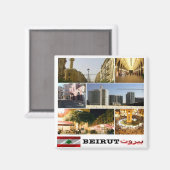 Aimant zLB011 collage BEYROUTH, Liban, Asie, Frigo (Recto/Verso)