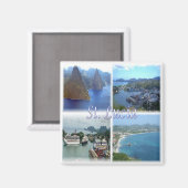 Aimant zLC003 SAINT LUCIA, Mosaïque, Amérique, Réfrigérat (Recto/Verso)