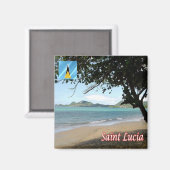 Aimant zLC006 SAINT LUCIA, Vigie Beach, Amérique, Réfrigé (Recto/Verso)