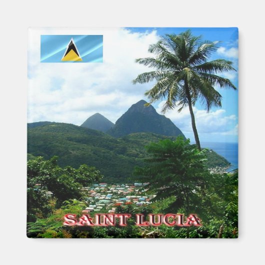 Aimant zLC012 SAINT LUCIA, Panorama, Amérique, Réfrigérat (Devant)