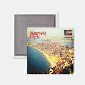 Aimant zLR004 MONROVIA, Panorama, Liberia, Afrique, Fridg (Recto/Verso)